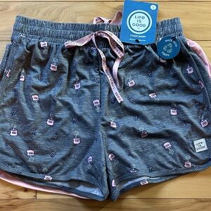Life Is Good Women's 2 pack Charcoal and Pink Pajama shorts NWT